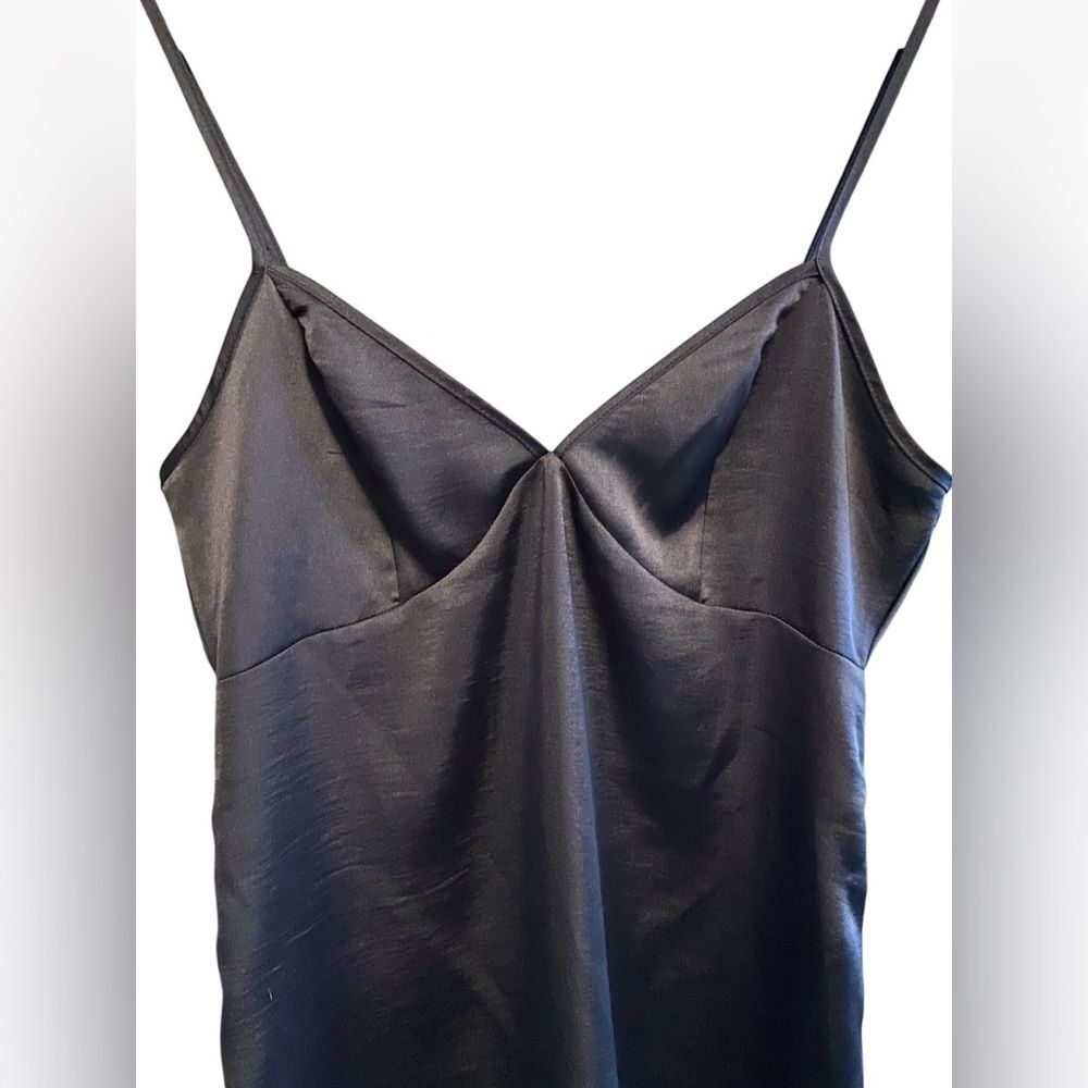 Forever 21 Black Satin Slip Dress Size M Coquette Whimsigoth Party Cocktail - Picture 2 of 9